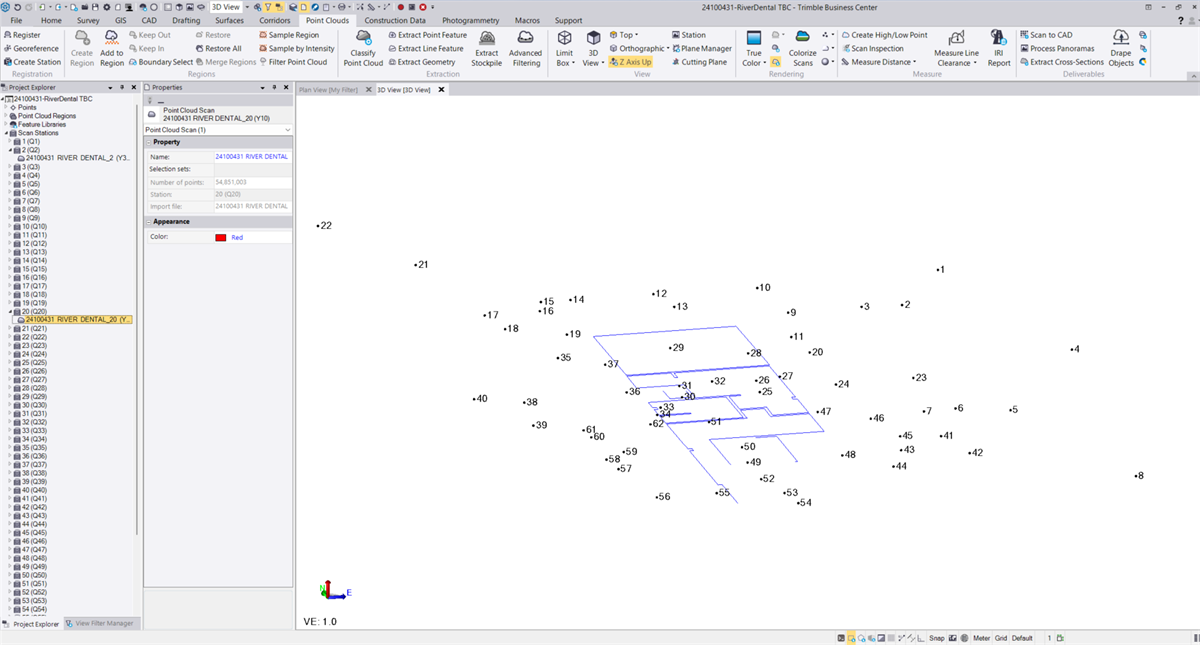 Showing that the scan has 54 million points